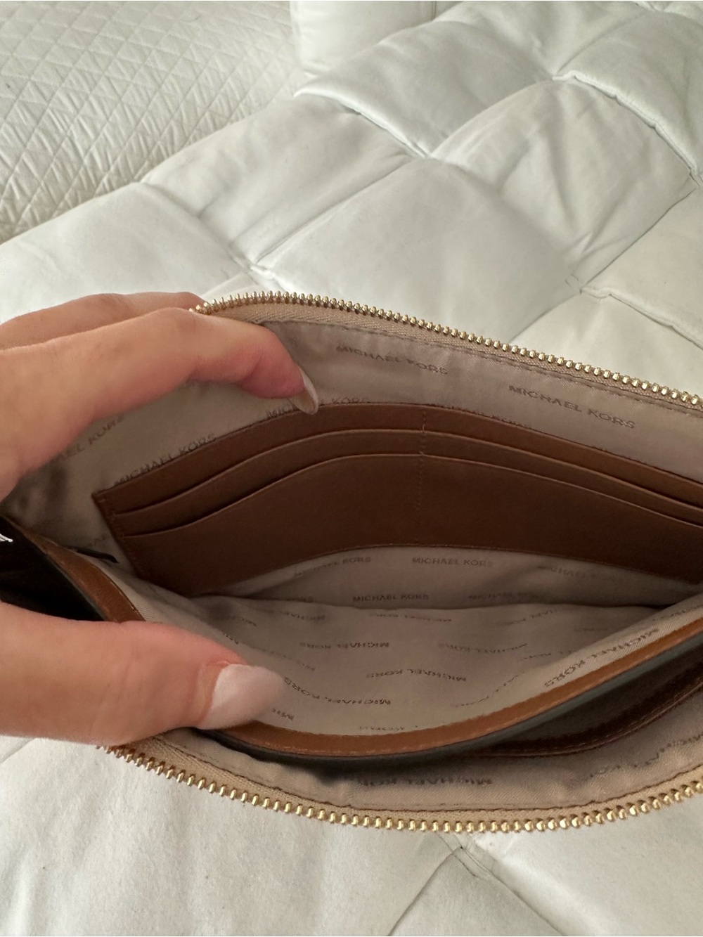 Michael Kors Cream and Brown Signature MK Tote - Picture 9 of 9
